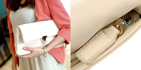 Bolsa estilo Clutch na cor creme