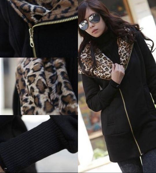 Sobretudo com pelinho de onça e zíper
